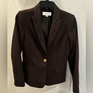 Calvin Klein Brown Blazer with Gold Button
